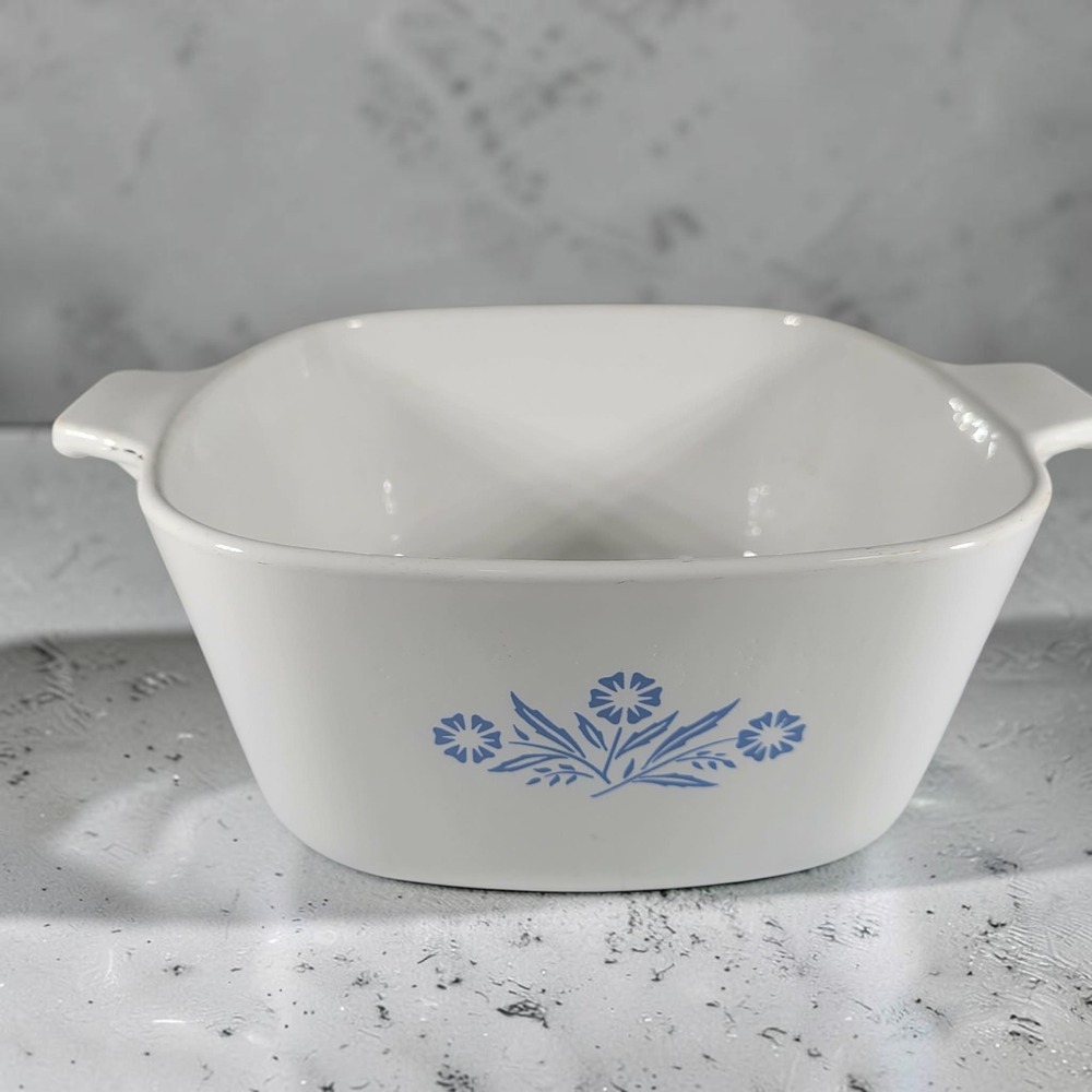 NO LID Corning Ware Blue Cornflower Casserole Dish 1.75 QT P-1 3/4-B White Vth